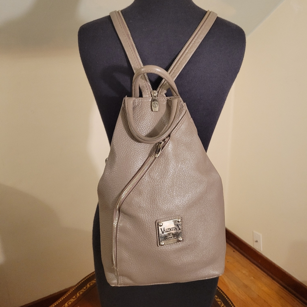 Valentina Italia Taupe Leather Backpack